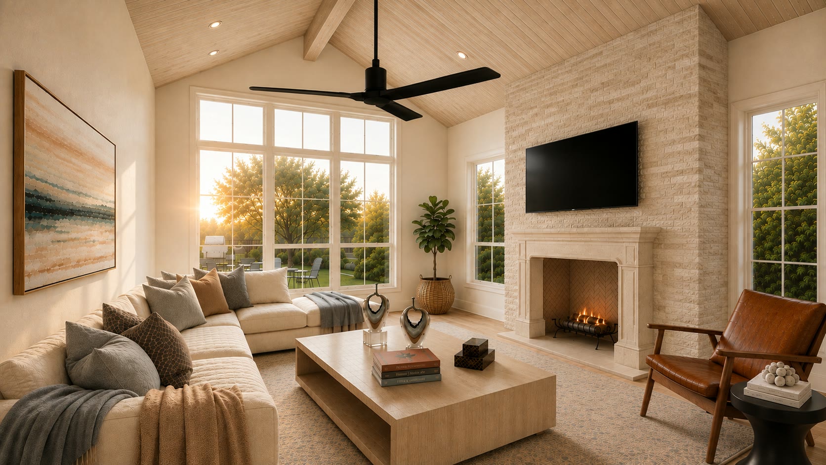 Den rendering at 21217 Scarlet Tanager Cove with fireplace