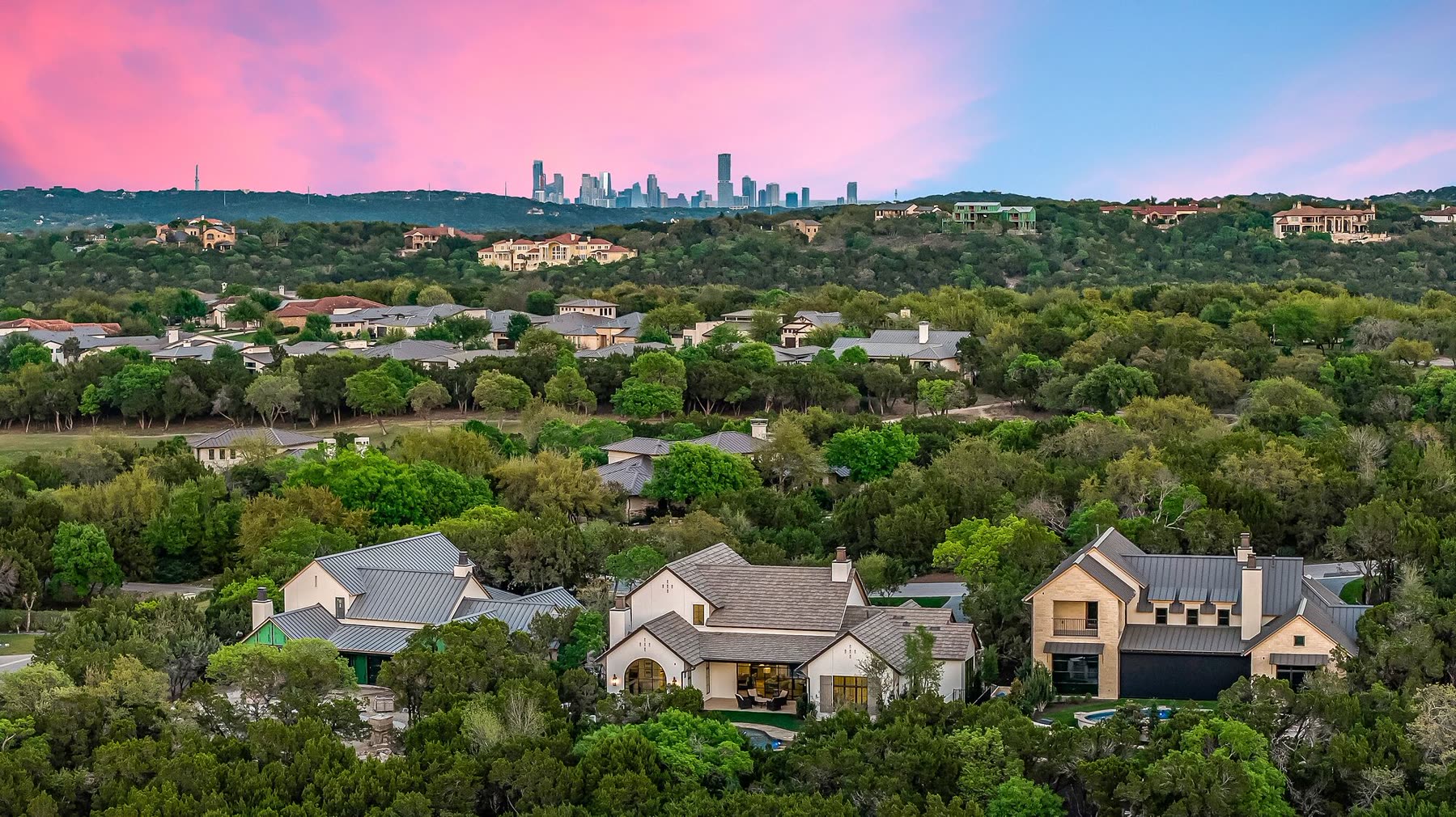 Austin skyline beyond the Barton Creek hills