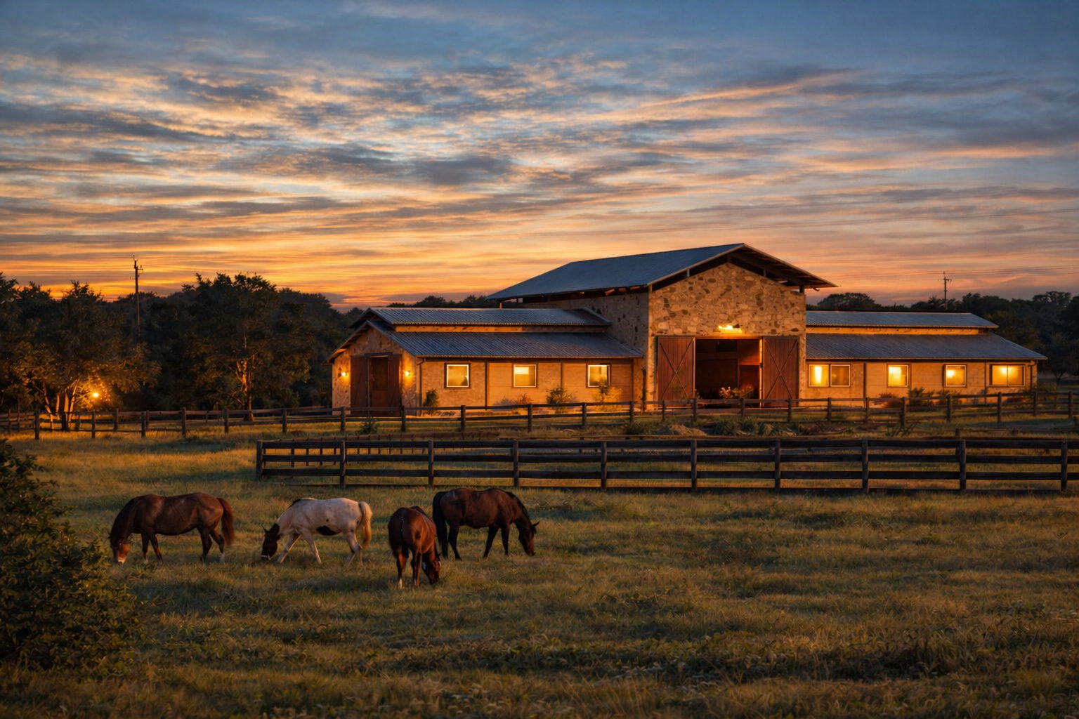 Equestrian facility and open pasture at The Trails